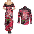 Merry Christmas AFL Swans Couples Matching Summer Maxi Dress and Long Sleeve Button Shirt Aboriginal Santa Football Mascot DT02