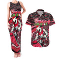 Merry Christmas AFL Swans Couples Matching Tank Maxi Dress and Hawaiian Shirt Aboriginal Santa Football Mascot DT02