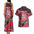 Merry Christmas AFL Swans Couples Matching Tank Maxi Dress and Hawaiian Shirt Aboriginal Santa Football Mascot DT02