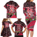 Merry Christmas AFL Swans Family Matching Long Sleeve Bodycon Dress and Hawaiian Shirt Aboriginal Santa Football Mascot DT02