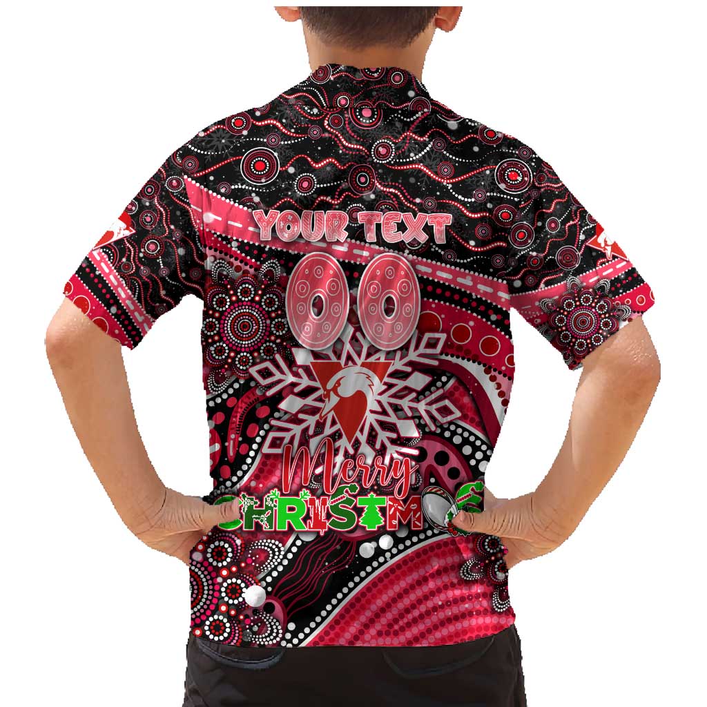 Merry Christmas AFL Swans Family Matching Mermaid Dress and Hawaiian Shirt Aboriginal Santa Football Mascot DT02