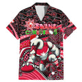 Merry Christmas AFL Swans Family Matching Mermaid Dress and Hawaiian Shirt Aboriginal Santa Football Mascot DT02