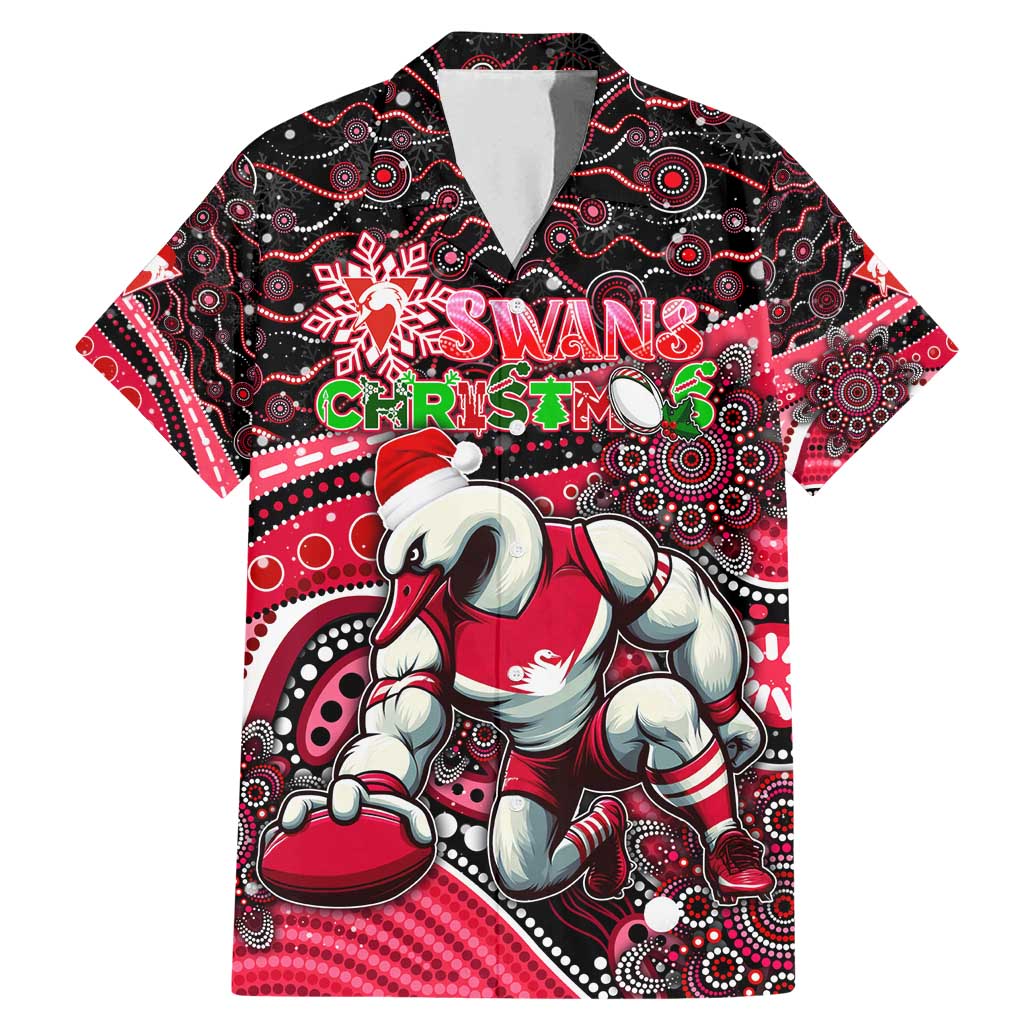 Merry Christmas AFL Swans Family Matching Mermaid Dress and Hawaiian Shirt Aboriginal Santa Football Mascot DT02