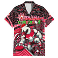 Merry Christmas AFL Swans Family Matching Off Shoulder Maxi Dress and Hawaiian Shirt Aboriginal Santa Football Mascot DT02