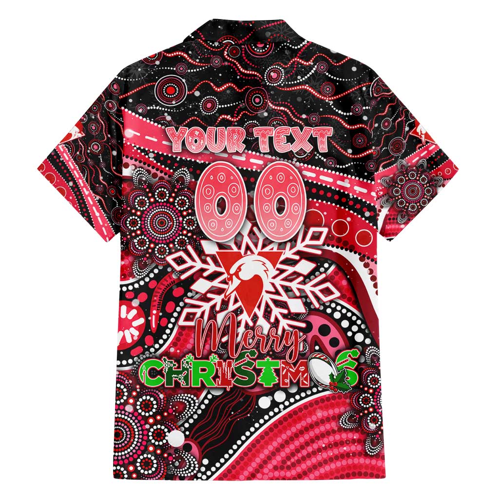 Merry Christmas AFL Swans Family Matching Off Shoulder Maxi Dress and Hawaiian Shirt Aboriginal Santa Football Mascot DT02
