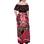 Merry Christmas AFL Swans Family Matching Off Shoulder Maxi Dress and Hawaiian Shirt Aboriginal Santa Football Mascot DT02