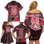 Merry Christmas AFL Swans Family Matching Off Shoulder Short Dress and Hawaiian Shirt Aboriginal Santa Football Mascot DT02