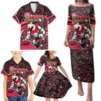 Merry Christmas AFL Swans Family Matching Puletasi and Hawaiian Shirt Aboriginal Santa Football Mascot DT02
