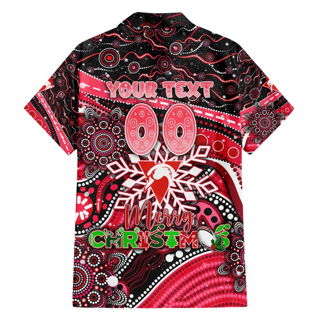 Merry Christmas AFL Swans Family Matching Short Sleeve Bodycon Dress and Hawaiian Shirt Aboriginal Santa Football Mascot DT02