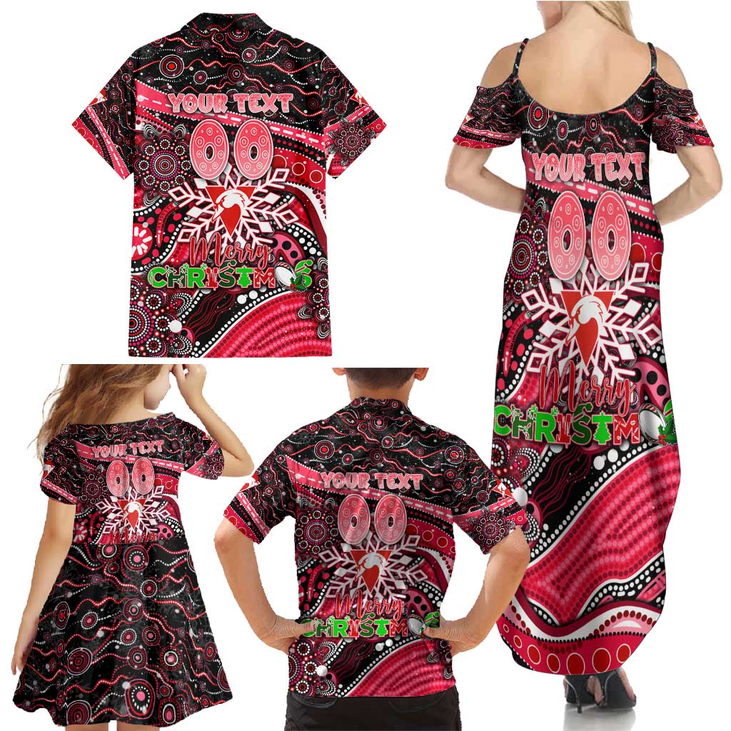 Merry Christmas AFL Swans Family Matching Summer Maxi Dress and Hawaiian Shirt Aboriginal Santa Football Mascot DT02