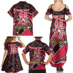 Merry Christmas AFL Swans Family Matching Summer Maxi Dress and Hawaiian Shirt Aboriginal Santa Football Mascot DT02
