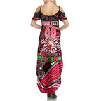 Merry Christmas AFL Swans Family Matching Summer Maxi Dress and Hawaiian Shirt Aboriginal Santa Football Mascot DT02