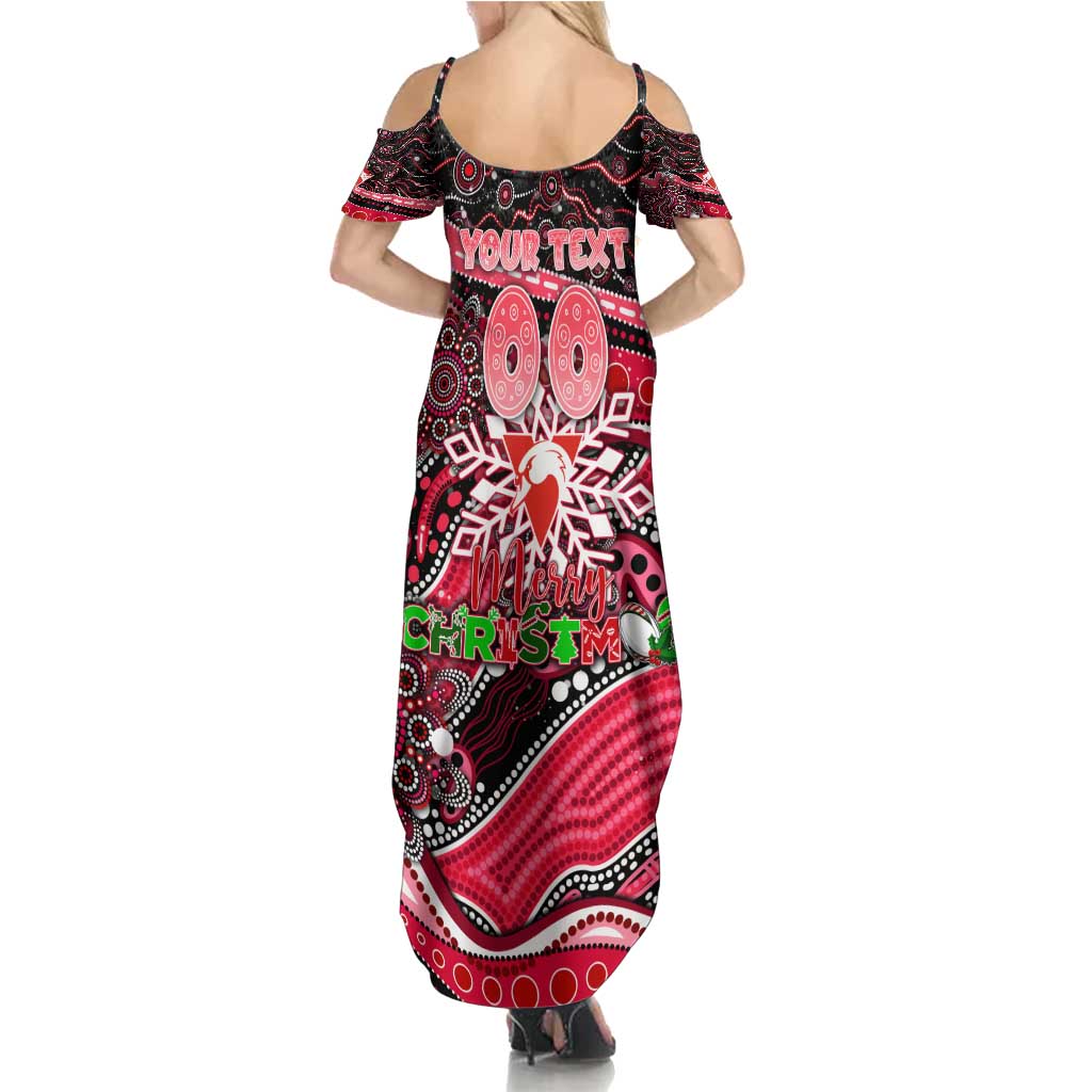 Merry Christmas AFL Swans Family Matching Summer Maxi Dress and Hawaiian Shirt Aboriginal Santa Football Mascot DT02