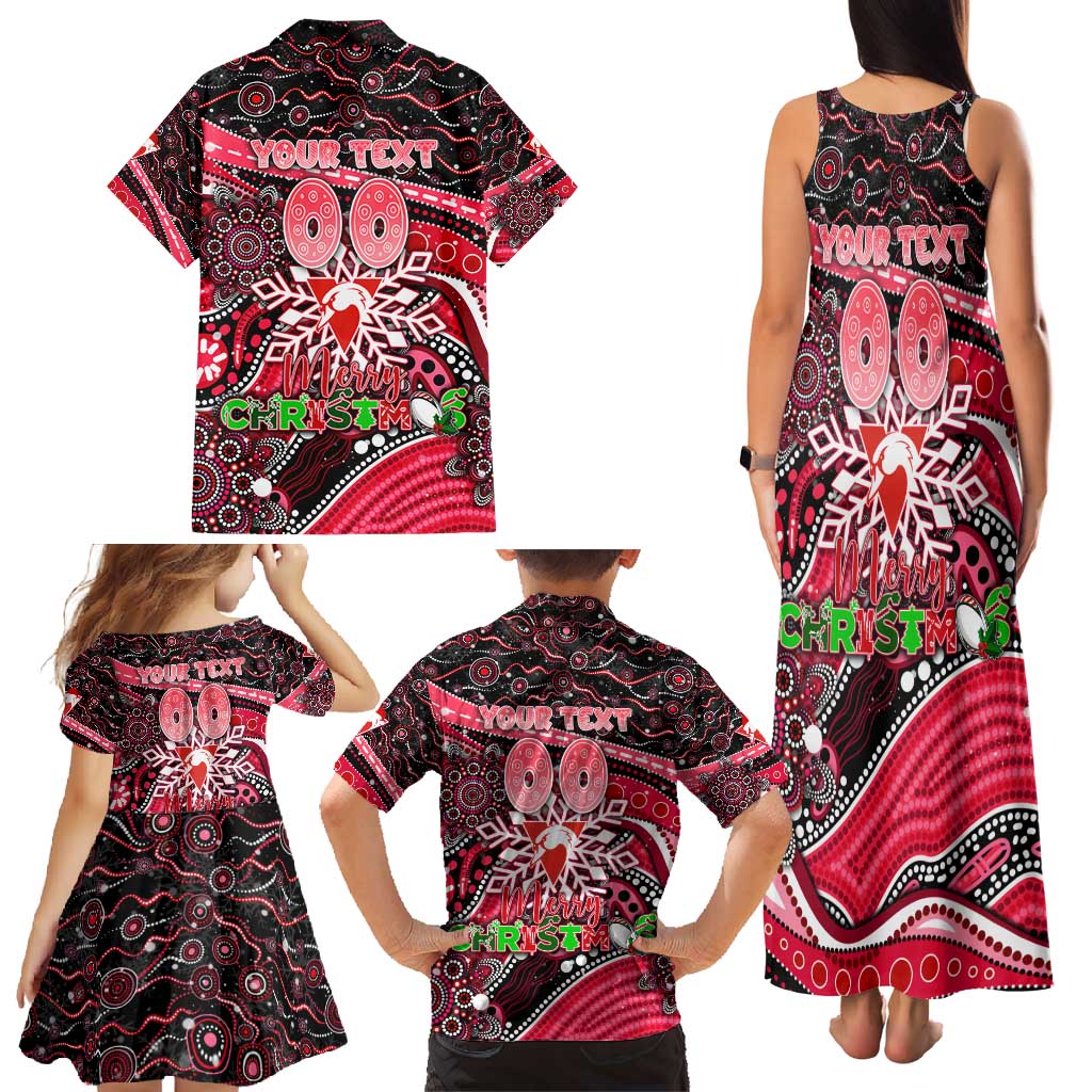 Merry Christmas AFL Swans Family Matching Tank Maxi Dress and Hawaiian Shirt Aboriginal Santa Football Mascot DT02