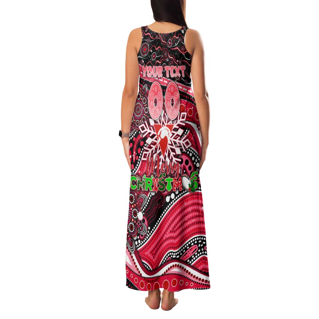 Merry Christmas AFL Swans Family Matching Tank Maxi Dress and Hawaiian Shirt Aboriginal Santa Football Mascot DT02