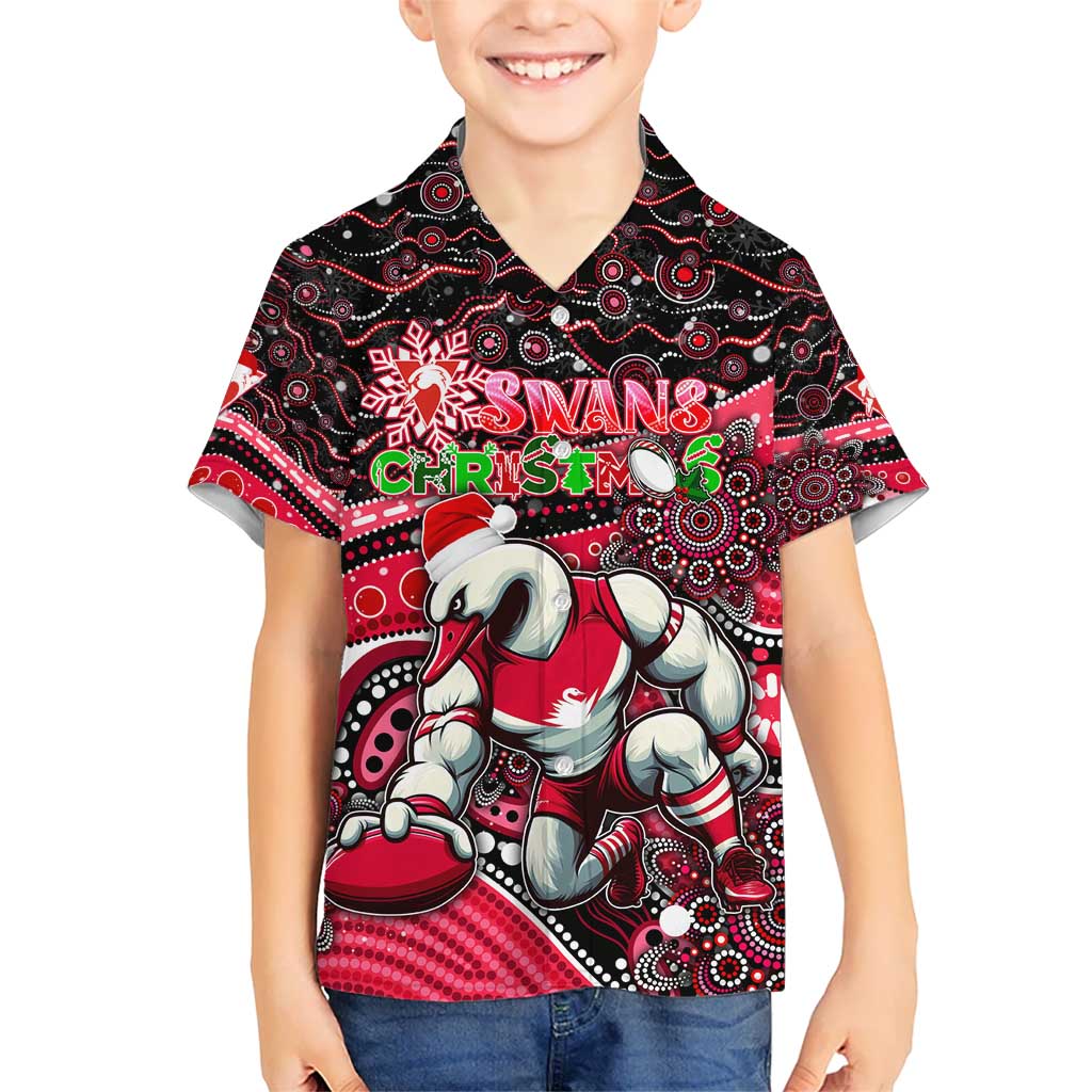 Merry Christmas AFL Swans Hawaiian Shirt Aboriginal Santa Football Mascot DT02