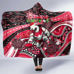 Merry Christmas AFL Swans Hooded Blanket Aboriginal Santa Football Mascot DT02
