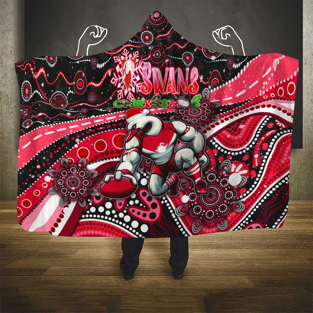 Merry Christmas AFL Swans Hooded Blanket Aboriginal Santa Football Mascot DT02
