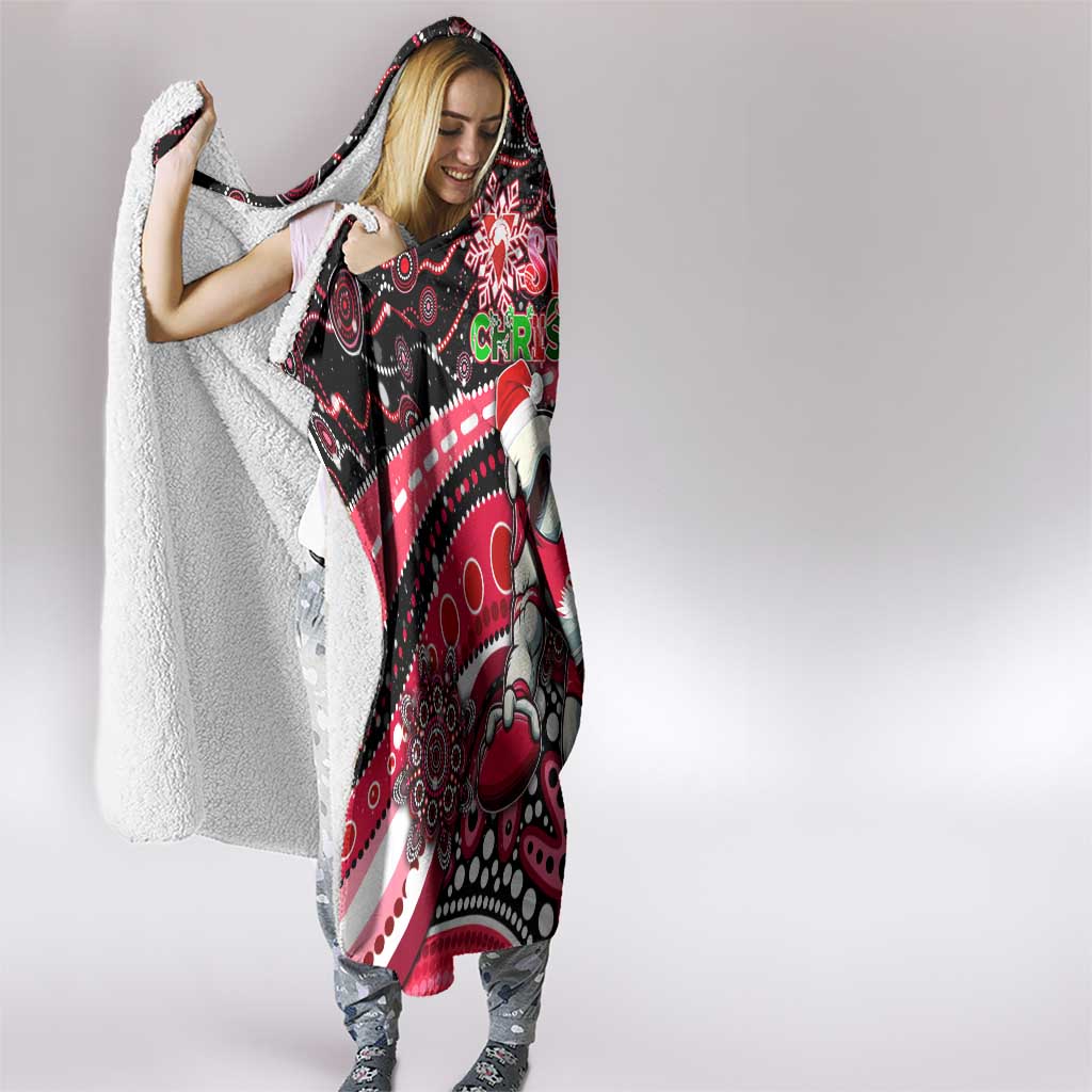 Merry Christmas AFL Swans Hooded Blanket Aboriginal Santa Football Mascot DT02