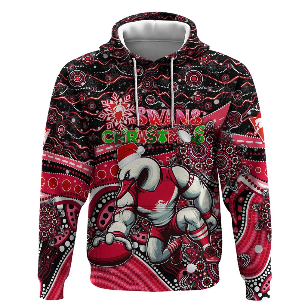 Merry Christmas AFL Swans Hoodie Aboriginal Santa Football Mascot DT02