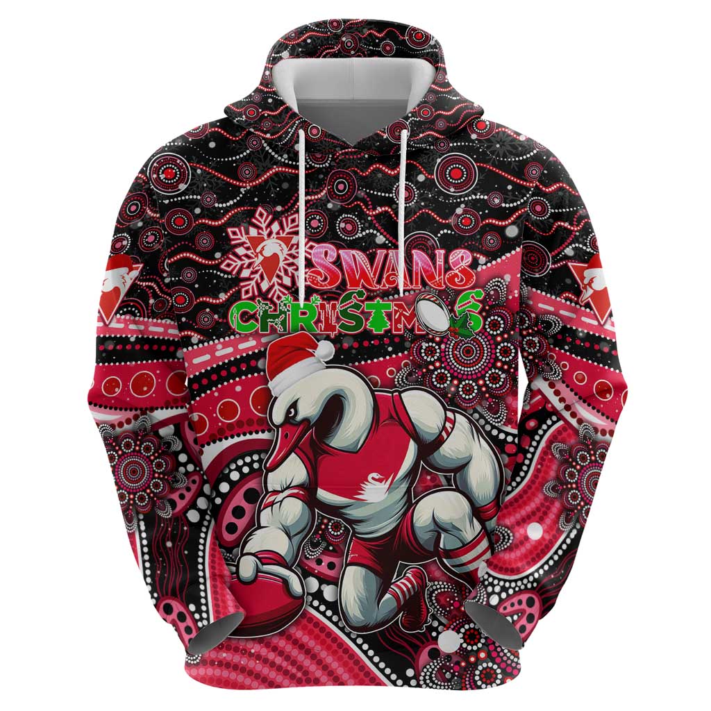 Merry Christmas AFL Swans Hoodie Aboriginal Santa Football Mascot DT02