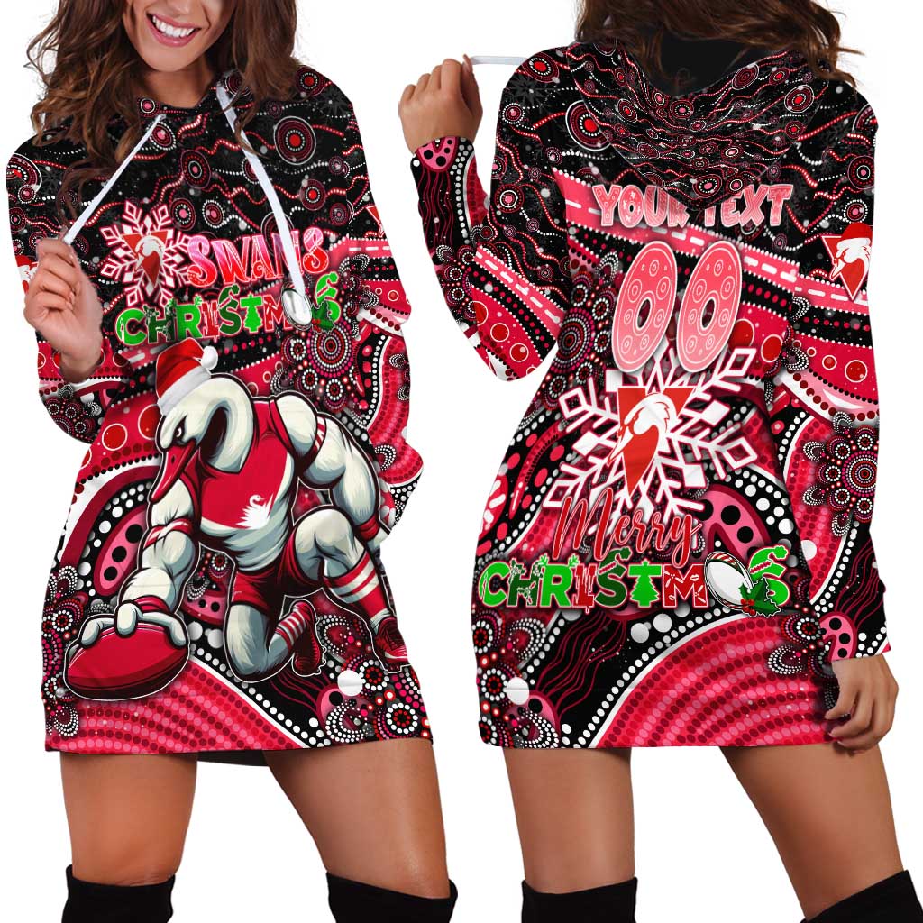 Merry Christmas AFL Swans Hoodie Dress Aboriginal Santa Football Mascot DT02