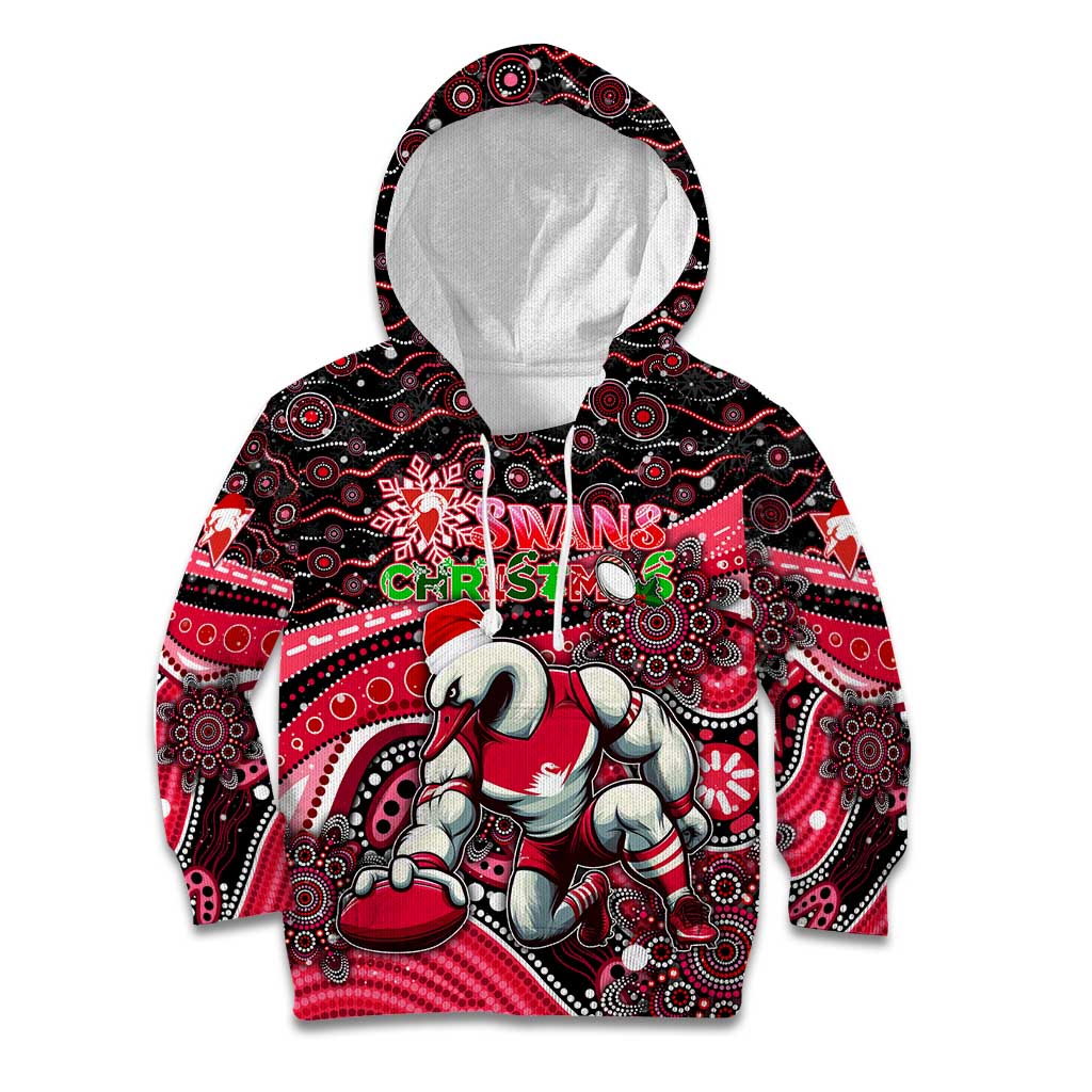 Merry Christmas AFL Swans Kid Hoodie Aboriginal Santa Football Mascot DT02
