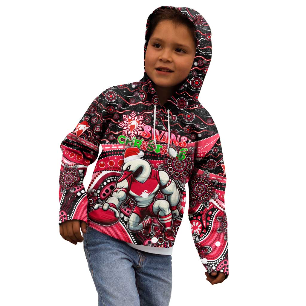 Merry Christmas AFL Swans Kid Hoodie Aboriginal Santa Football Mascot DT02
