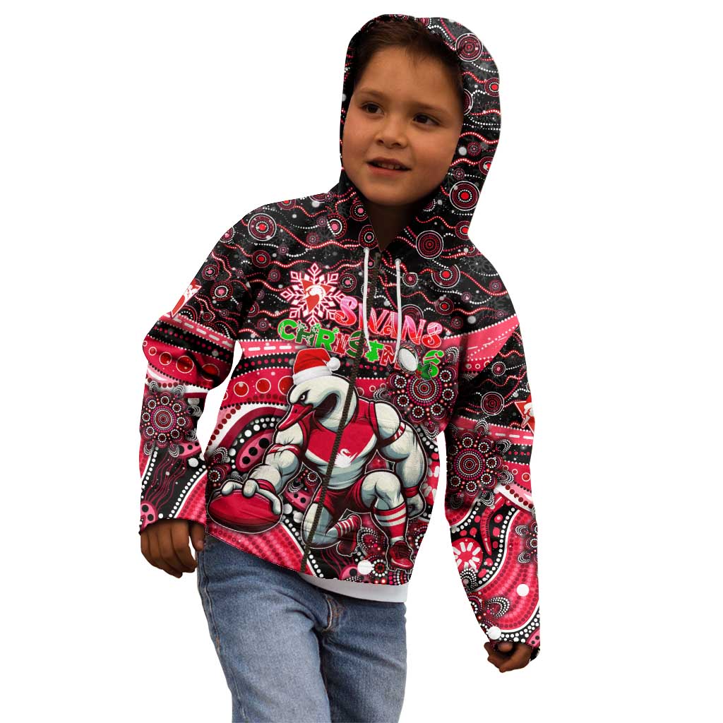 Merry Christmas AFL Swans Kid Hoodie Aboriginal Santa Football Mascot DT02