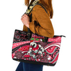 Merry Christmas AFL Swans Leather Tote Bag Aboriginal Santa Football Mascot DT02