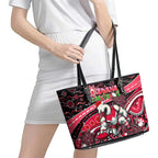 Merry Christmas AFL Swans Leather Tote Bag Aboriginal Santa Football Mascot DT02