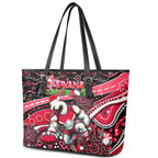 Merry Christmas AFL Swans Leather Tote Bag Aboriginal Santa Football Mascot DT02