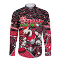 Merry Christmas AFL Swans Long Sleeve Button Shirt Aboriginal Santa Football Mascot DT02