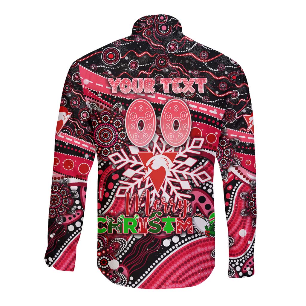 Merry Christmas AFL Swans Long Sleeve Button Shirt Aboriginal Santa Football Mascot DT02