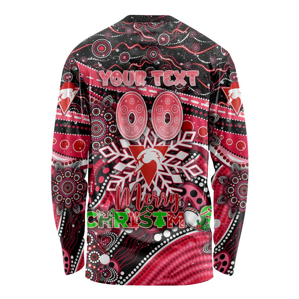 Merry Christmas AFL Swans Long Sleeve Shirt Aboriginal Santa Football Mascot DT02