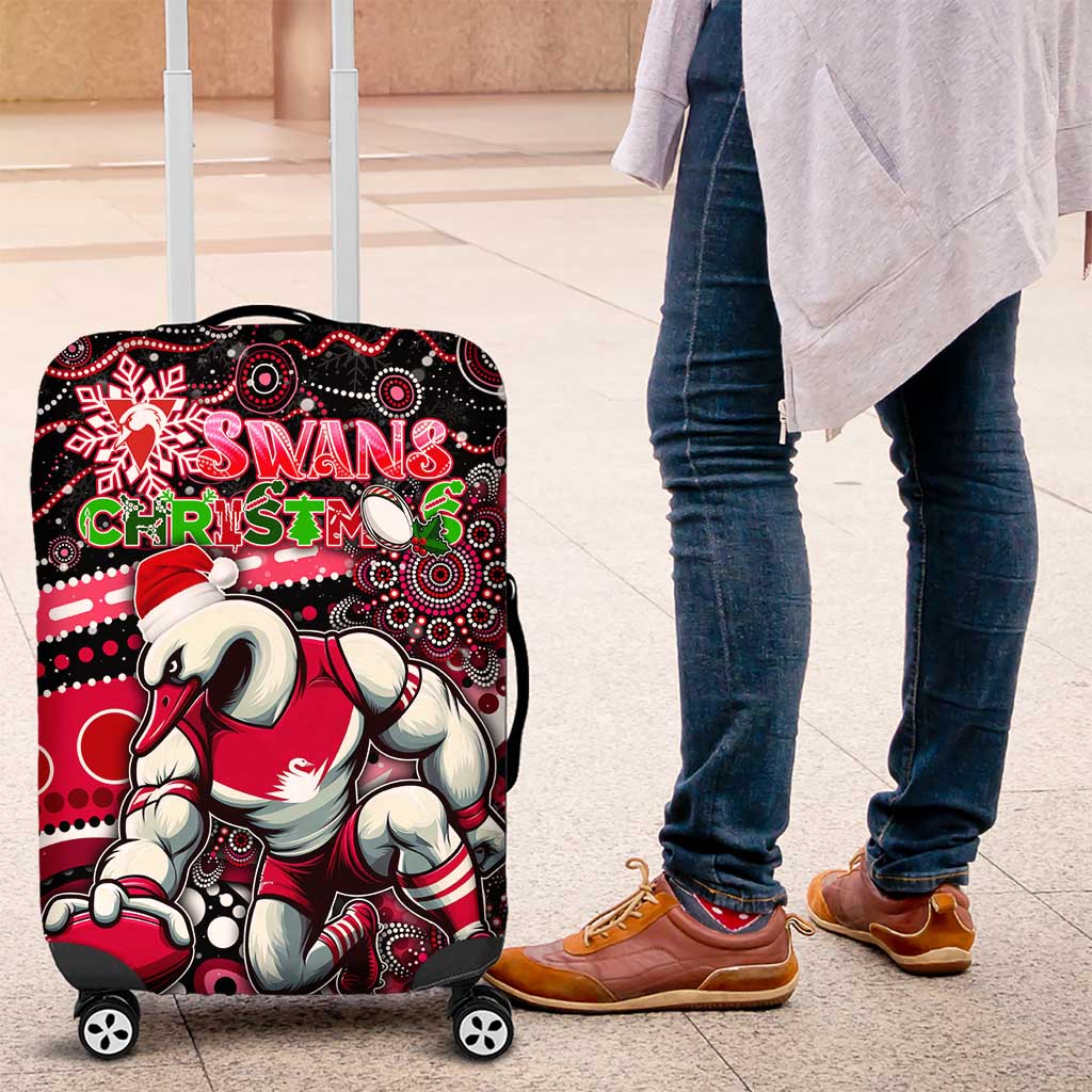 Merry Christmas AFL Swans Luggage Cover Aboriginal Santa Football Mascot DT02