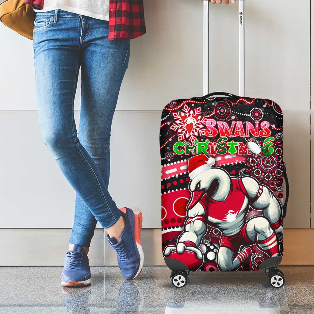 Merry Christmas AFL Swans Luggage Cover Aboriginal Santa Football Mascot DT02