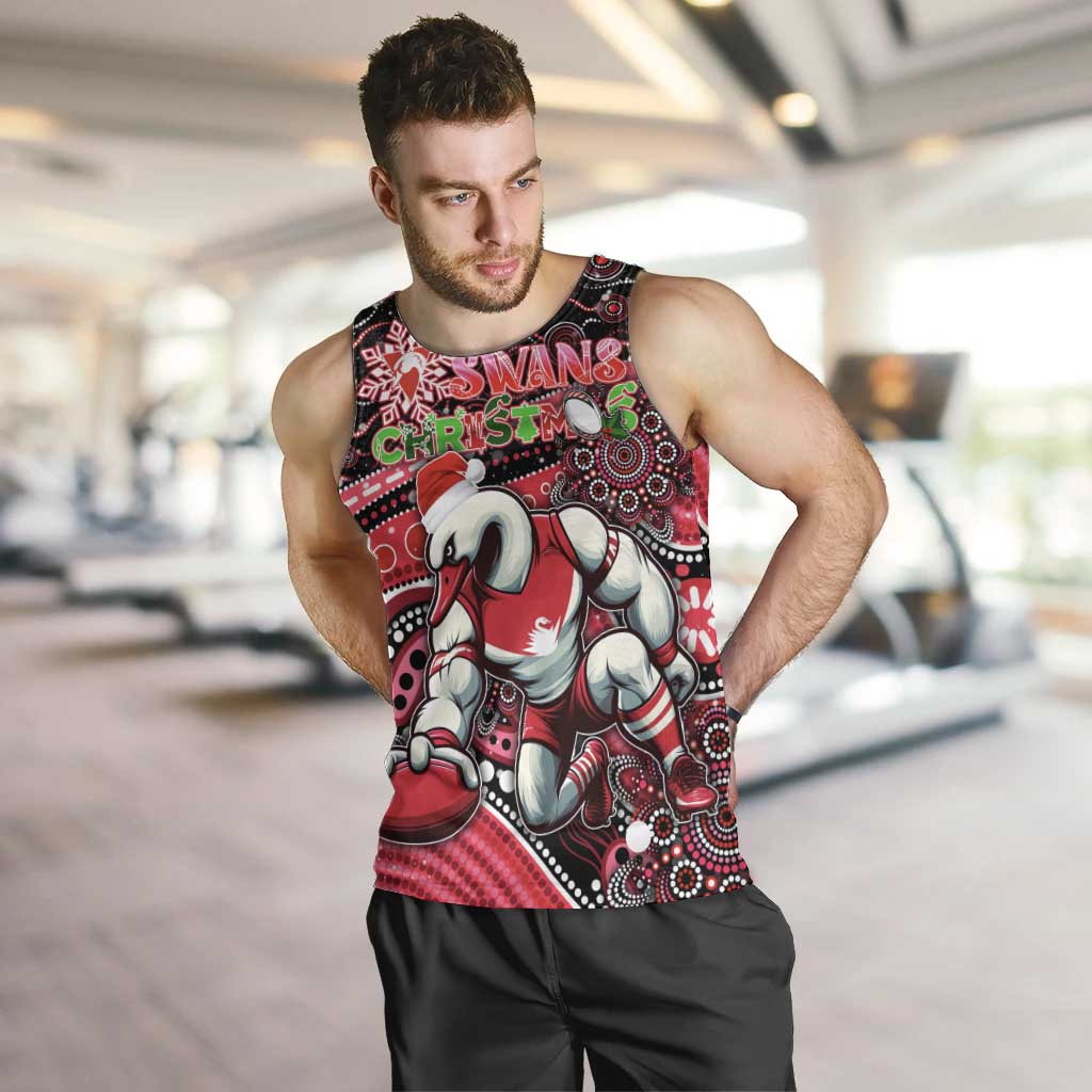 Merry Christmas AFL Swans Men Tank Top Aboriginal Santa Football Mascot DT02