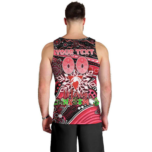 Merry Christmas AFL Swans Men Tank Top Aboriginal Santa Football Mascot DT02