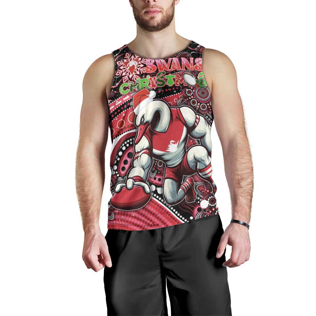 Merry Christmas AFL Swans Men Tank Top Aboriginal Santa Football Mascot DT02