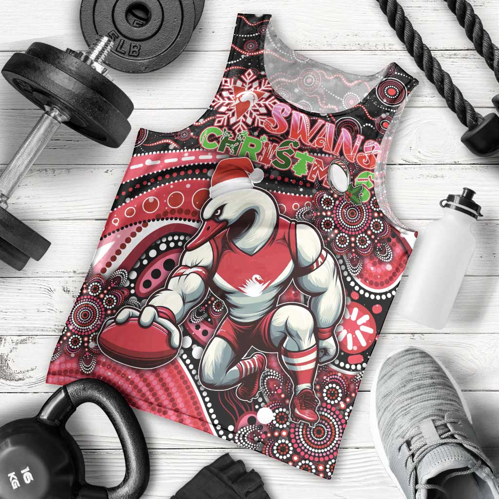 Merry Christmas AFL Swans Men Tank Top Aboriginal Santa Football Mascot DT02