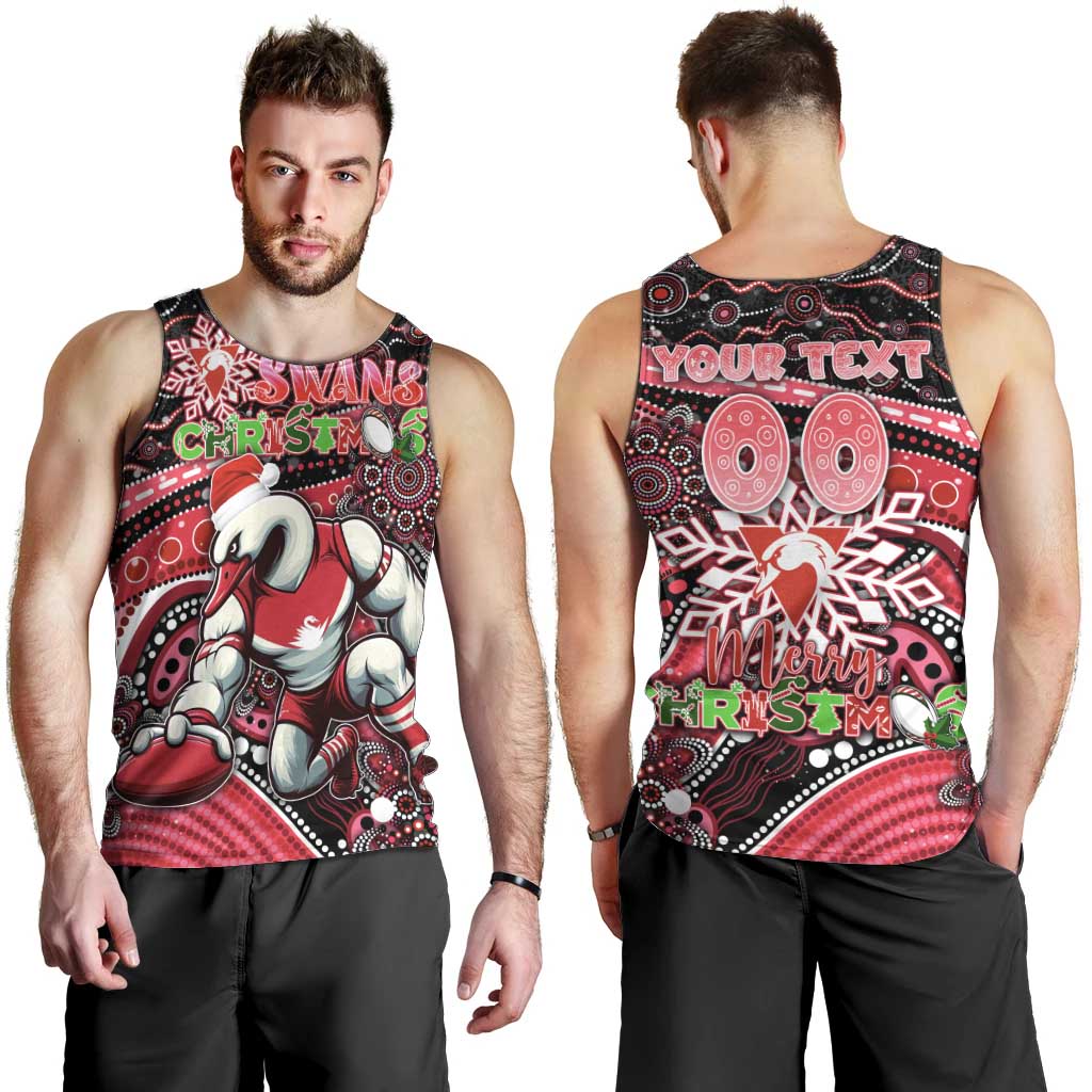 Merry Christmas AFL Swans Men Tank Top Aboriginal Santa Football Mascot DT02