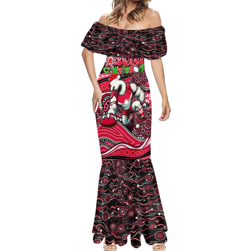 Merry Christmas AFL Swans Mermaid Dress Aboriginal Santa Football Mascot DT02