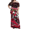 Merry Christmas AFL Swans Off Shoulder Maxi Dress Aboriginal Santa Football Mascot DT02