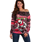 Merry Christmas AFL Swans Off Shoulder Sweater Aboriginal Santa Football Mascot DT02