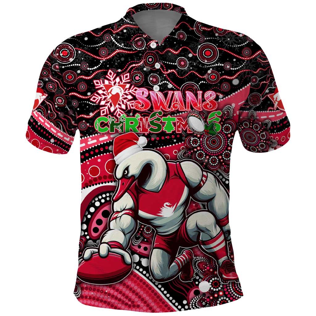Merry Christmas AFL Swans Polo Shirt Aboriginal Santa Football Mascot DT02