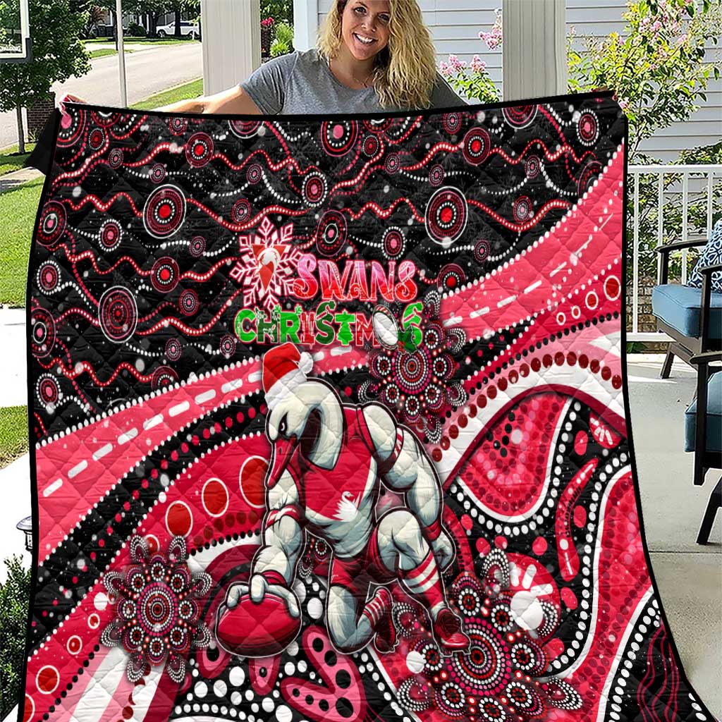 Merry Christmas AFL Swans Quilt Aboriginal Santa Football Mascot DT02