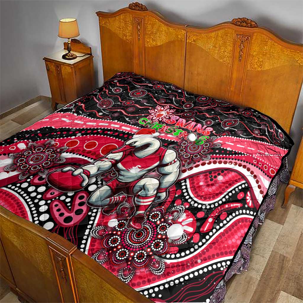Merry Christmas AFL Swans Quilt Aboriginal Santa Football Mascot DT02