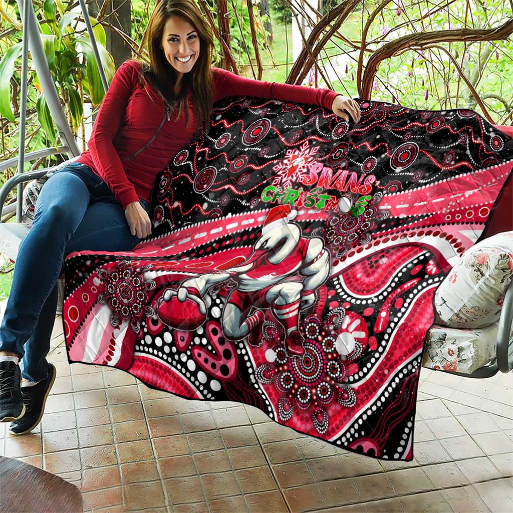 Merry Christmas AFL Swans Quilt Aboriginal Santa Football Mascot DT02