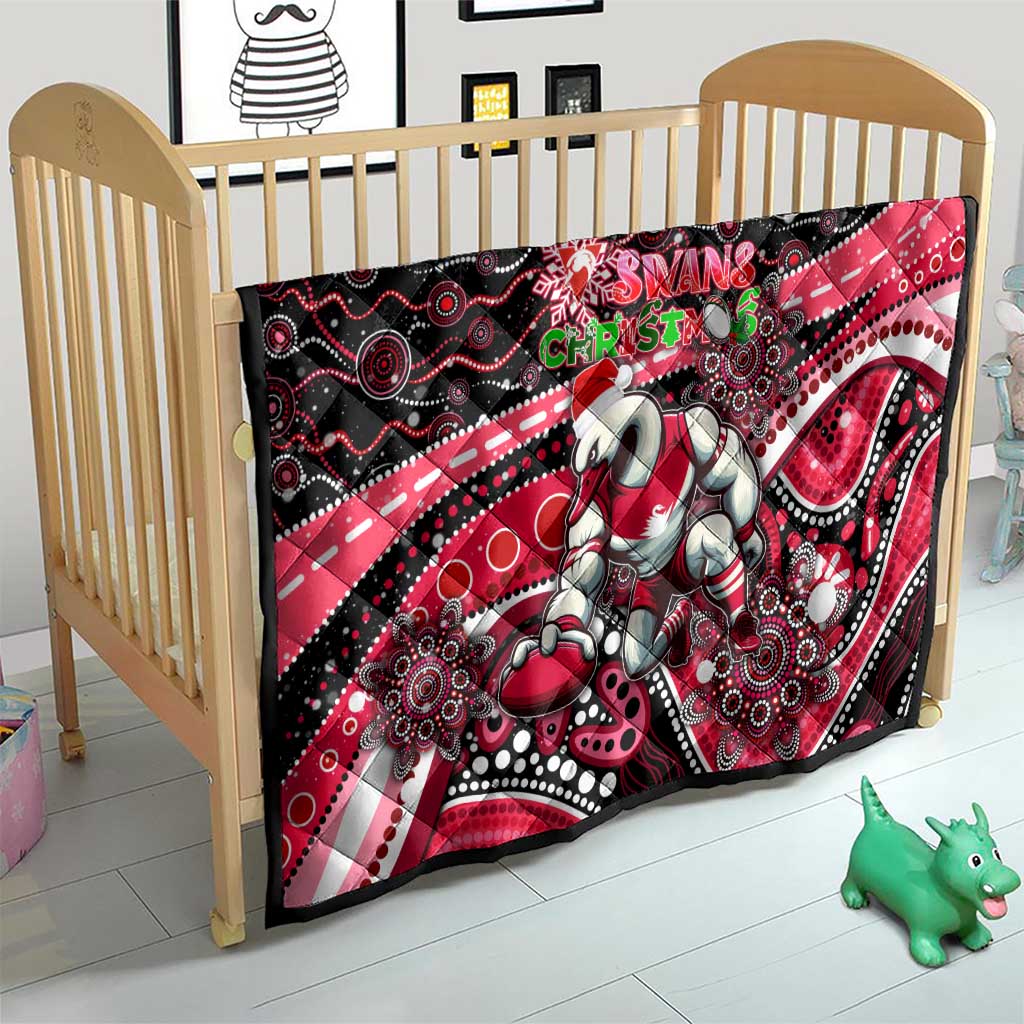 Merry Christmas AFL Swans Quilt Aboriginal Santa Football Mascot DT02